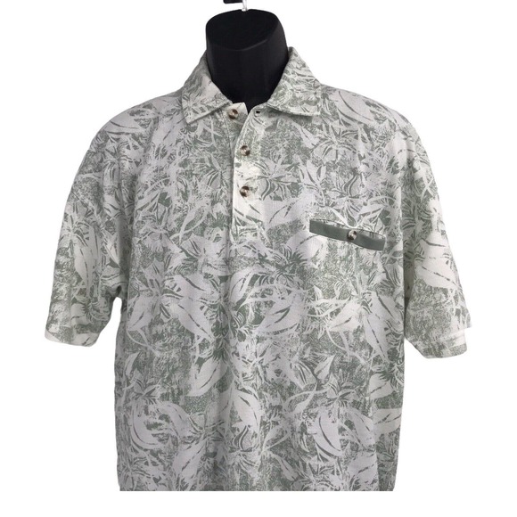 Safe Harbor Men's White & Green Short Sleeves Collared Polo T Shirt Size Large - Picture 3 of 5